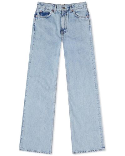 Wardrobe NYC Low Rise Wide Leg Jeans - Blue