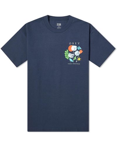 Obey Flowers Papers Scissors T-Shirt - Blue