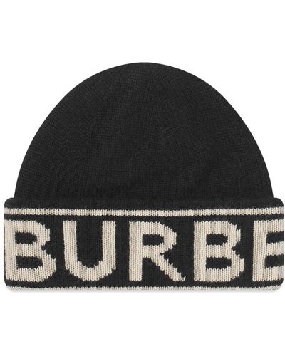 Burberry Logo Beanie Hat - Black