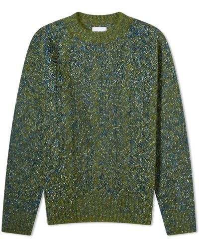 Norse Projects Ivar Cotton Alpaca Cable Sweater - Green