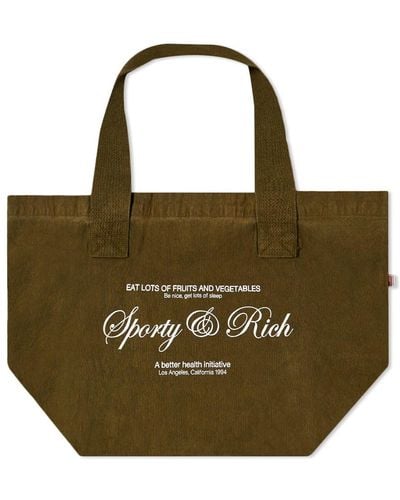 Sporty & Rich Script Logo Tote - Green