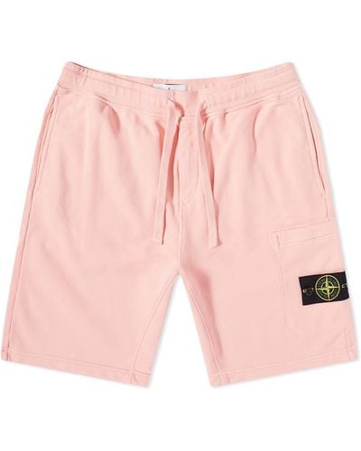 Stone Island Garment Dyed Sweat Shorts - Pink
