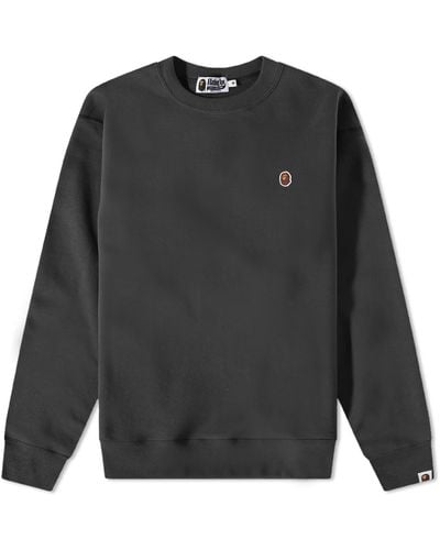 A Bathing Ape Ape Head One Point Relaxed Fit Crew Sweat - Grey