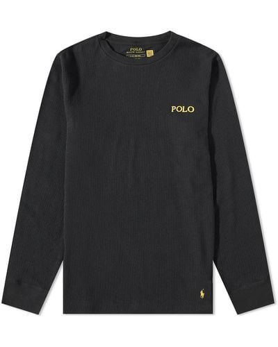 Polo Ralph Lauren Long Sleeve Waffle Lounge T-Shirt - Black