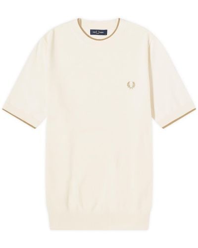 Fred Perry Textured Knit T-Shirt - Natural