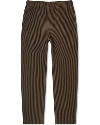 Homme Plissé Issey Miyake Pleated Straight Leg Trousers - Brown