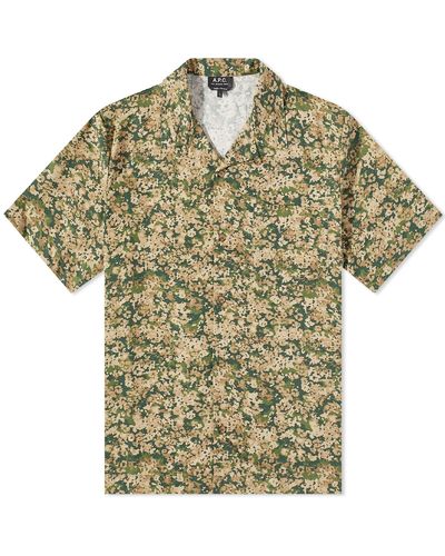 A.P.C. Lloyd Floral Camo Short Sleeve Shirt - Green
