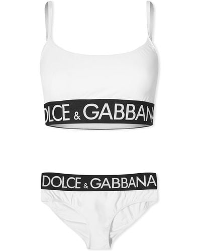 Dolce & Gabbana Logo Band Bikini - White
