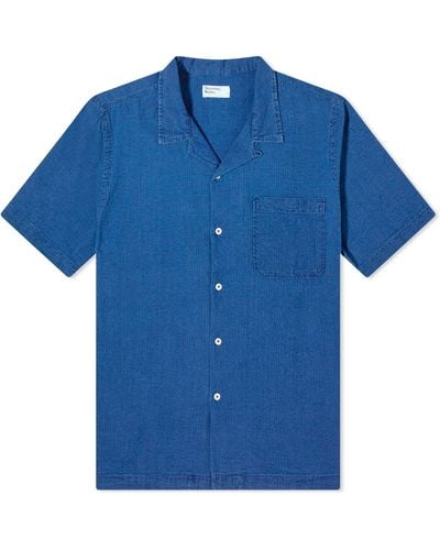 Universal Works Seersucker Road Shirt - Blue