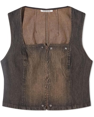 WOOD WOOD Evie Denim Top - Brown