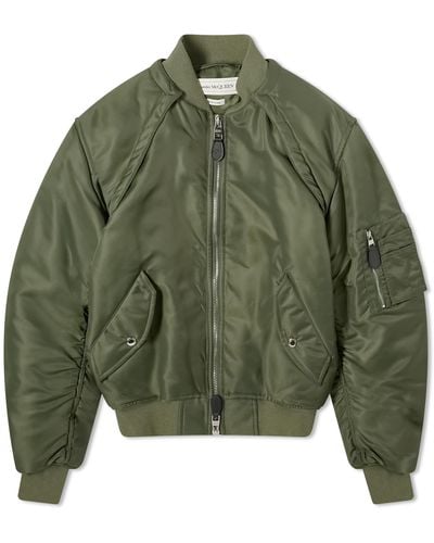 Alexander McQueen Harness Sleeve Bomber Jacket - Green