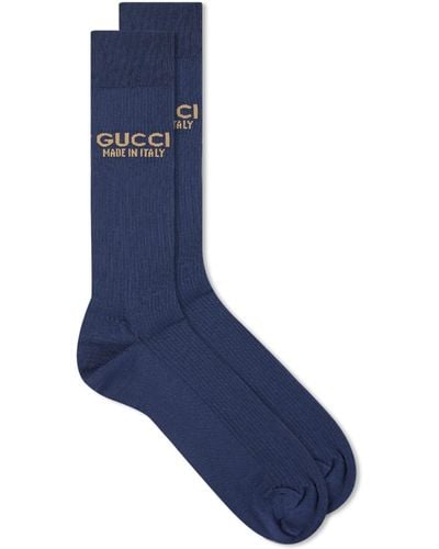 Gucci Knit Cotton Socks With Jacquard Detail - Blue