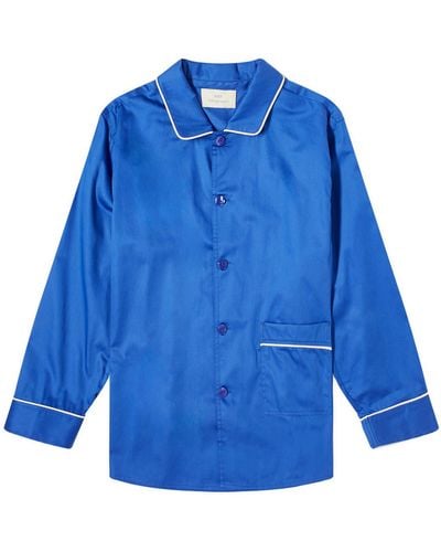 Hay Outline Long Pajama Shirt - Blue