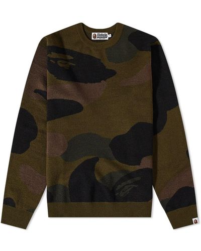 A Bathing Ape Giant 1st Camo Wide Fit Knit - Green