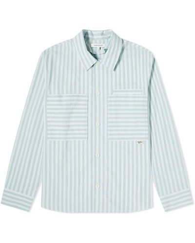 Maison Kitsuné Stripe Pocket Tab Overshirt - Blue