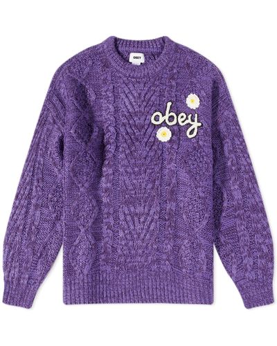 Obey Flora Logo Sweater - Purple