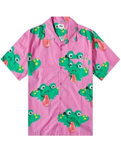 Obey Frogman Vacation Shirt - Pink