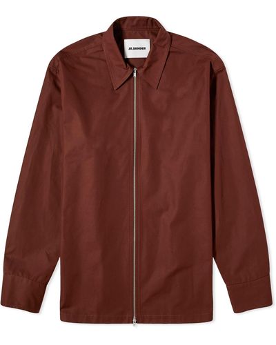 Jil Sander Organic Cotton Zip Overshirt - Brown