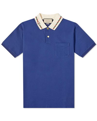Gucci - Men - logo-embroidered Stretch-cotton Piqué Polo Shirt Blue - XL