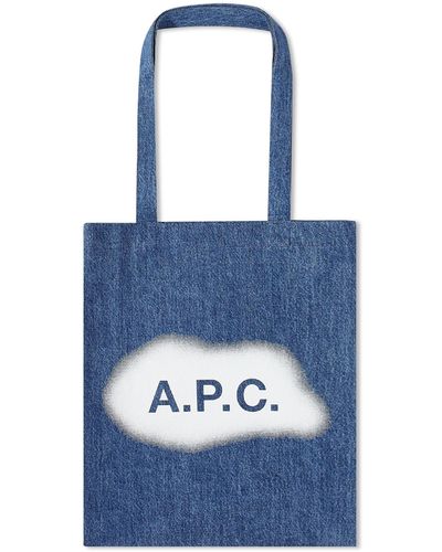 A.P.C. Spray Logo Lou Tote Bag - Blue
