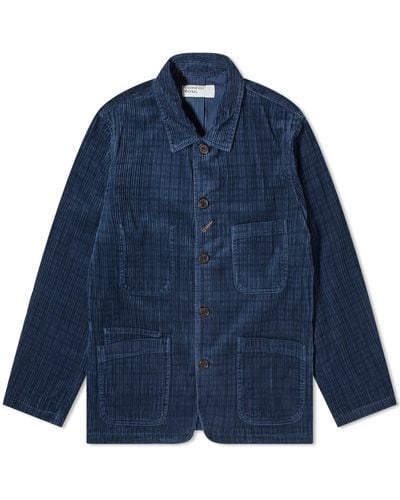 Universal Works Houndstooth Cord Bakers Chore Jacket - Blue
