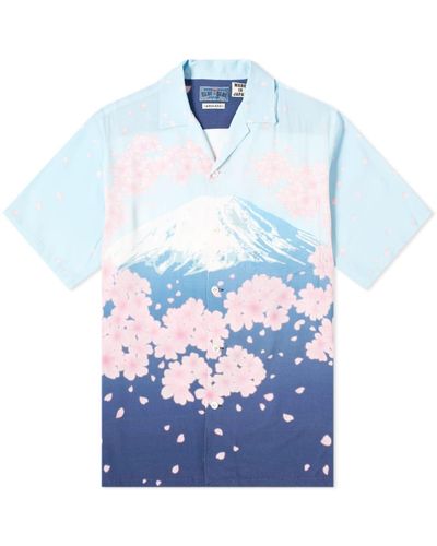 Blue Blue Japan Sakura Tunnel & Mt. Fuji Vacation Shirt - Blue