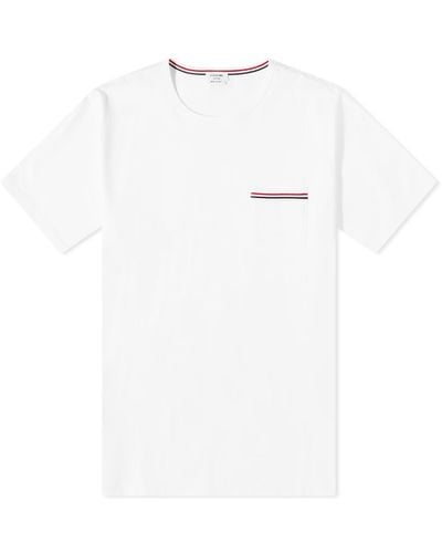 Thom Browne Striped-pocket Cotton-piqué T-shirt - White