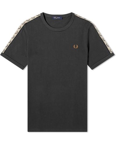 Fred Perry Contrast Tape Ringer T-Shirt - Black