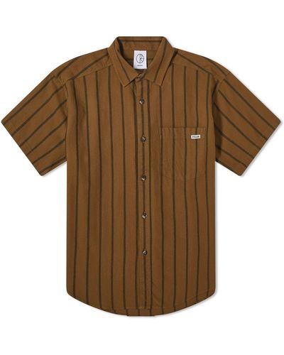 POLAR SKATE Mitchell Twill Short Sleeve Shirt - Brown