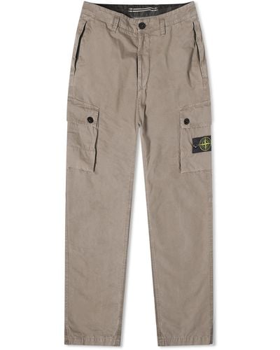 Stone Island Brushed Cotton Canvas Cargo Trousers - Grey