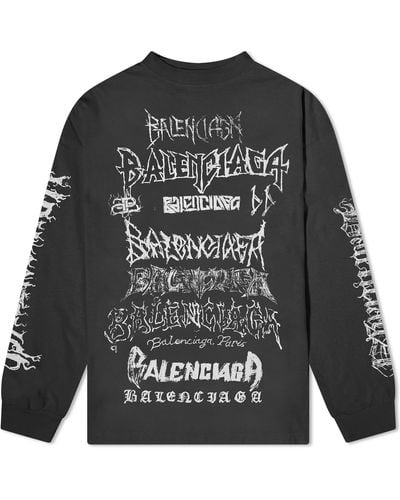 Balenciaga Metal Logo Long Sleeve T-Shirt - Grey