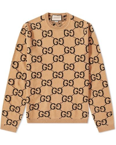 Gucci gg Supreme Intarsia Wool Sweater - Brown