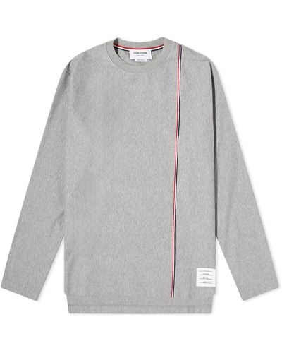 Thom Browne Engineered Rwb Stripe Long Sleeve T-Shirt - Grey