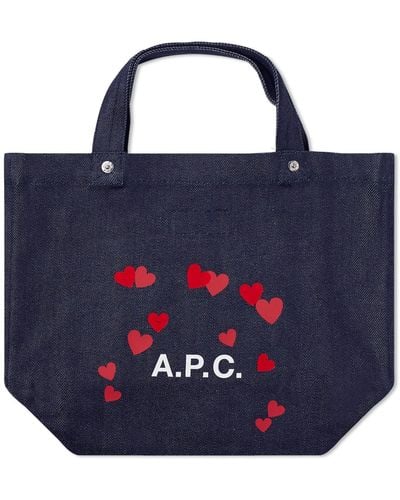 A.P.C. Valentines Logo Mini Tote Bag - Blue