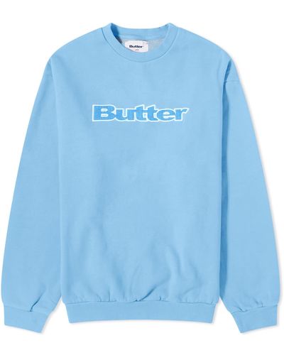 Butter Goods Cord Logo Crew Sweat - Blue