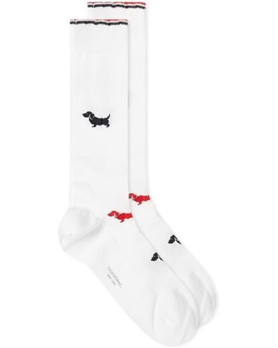 Thom Browne Mid Calf Hector Socks - White