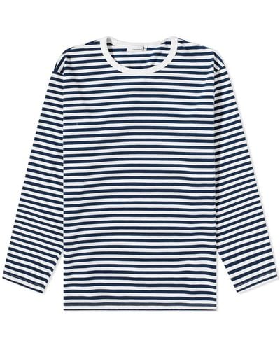 Nanamica Long Sleeve Coolmax Stripe T-shirt - Blue