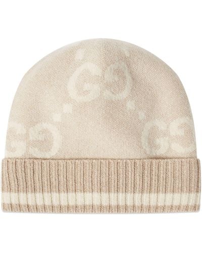 Gucci Gg Knitted Beanie Hat - Natural