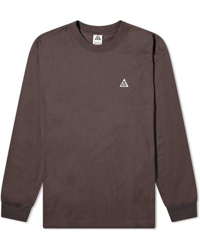 Nike Acg Long Sleeve Logo T-Shirt - Brown