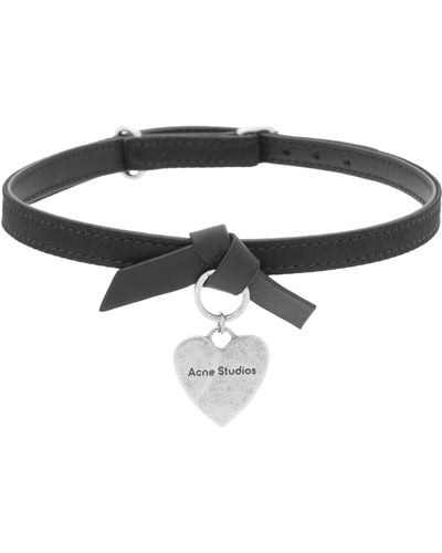 Acne Studios Leather Heart Choker Necklace - Black