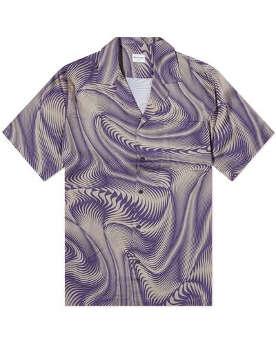 Dries Van Noten Carltone Geometric Print Vacation Shirt - Purple