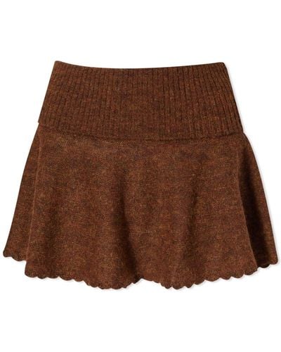 Danielle Guizio Heart Scallop Mini Skirt - Brown