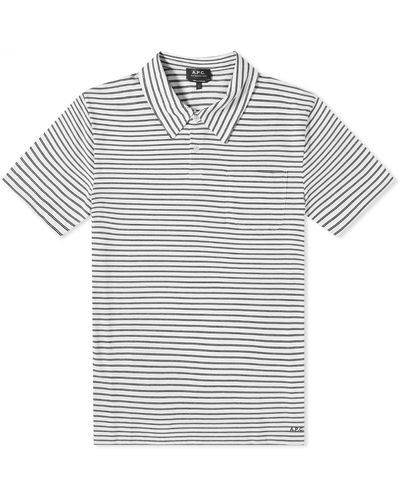 A.P.C. Pablo Stripe Polo Shirt - Grey