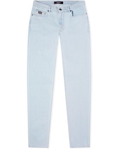 Versace Stone Wash Stretch Denim Jeans - Blue