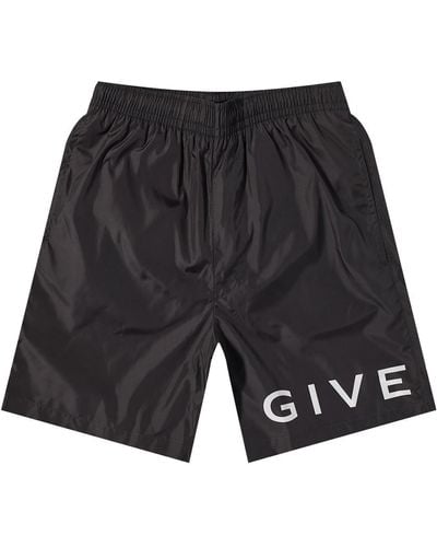 Givenchy Logo Long Swim Shorts - Black