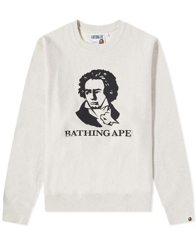 A Bathing Ape Classic Bathing Ape Relaxed Fit Crew Sweat - White