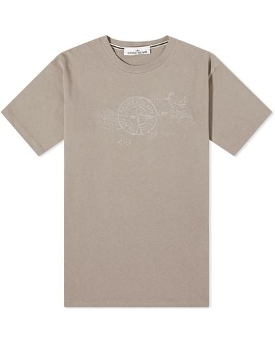 Stone Island Camo Three Badge Print T-Shirt - Grey