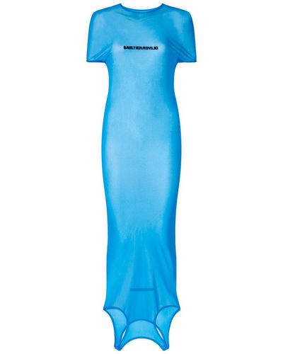 Jean Paul Gaultier Mesh Double Side Dress - Blue