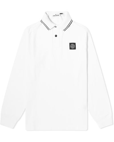 Stone Island Long Sleeve Patch Polo Shirt - White