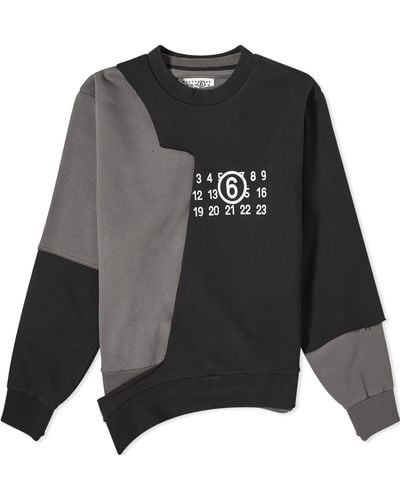 MM6 by Maison Martin Margiela Cut Out 3-Layer Crew Sweat - Black